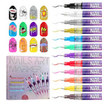 Easy Nail Art Pens Set - 12 Colors