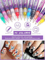 Easy Nail Art Pens Set - 12 Colors