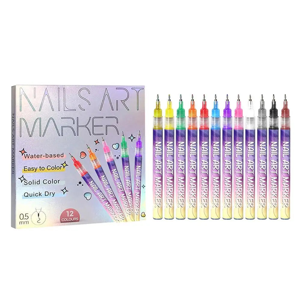 Easy Nail Art Pens Set - 12 Colors